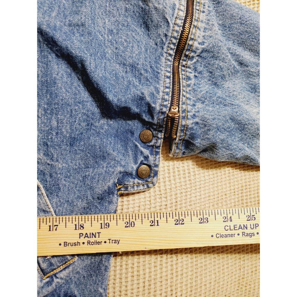 Guess Georges Marciano Denim Jacket Blue Vintage Zip Sleeve Bomber Size M - Picture 14 of 15